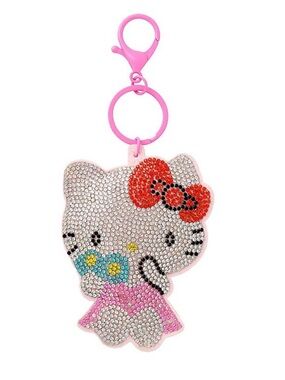 New Hello Kitty Crystal Keychain - Pink Bow Accent